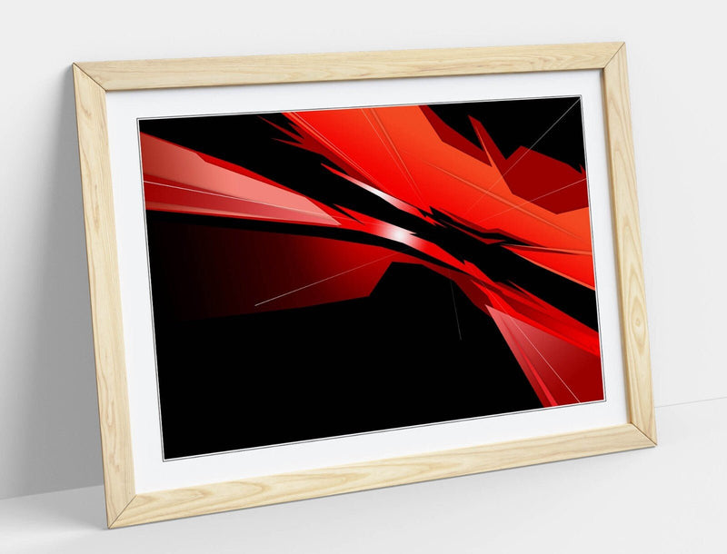 Abstract Bedroom Art - Framed Wall Art Print | Red Black Modern Poster