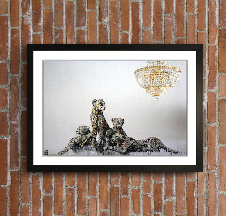 Banksy Framed Art Poster – Urban Street Art Print With Woodgrain Frame Design