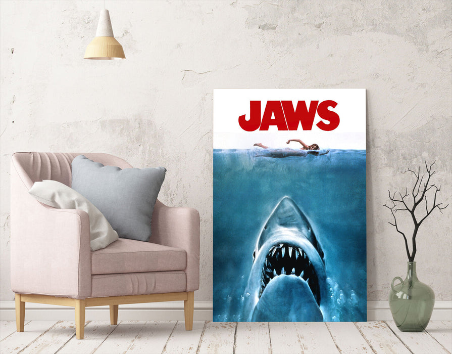 Vintage Movie Poster | JAWS Movie Canvas Wall Art Print - Ready To Hang