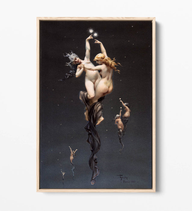 Canvas Wall Art Print - Luis Ricardo Falero Twin Stars Float Effect On Premium Frame