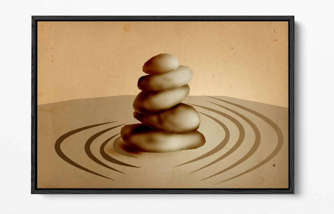 ABSTRACT ZEN STONE STACK HOME DECOR -FLOAT EFFECT CANVAS WALL ART PRINT