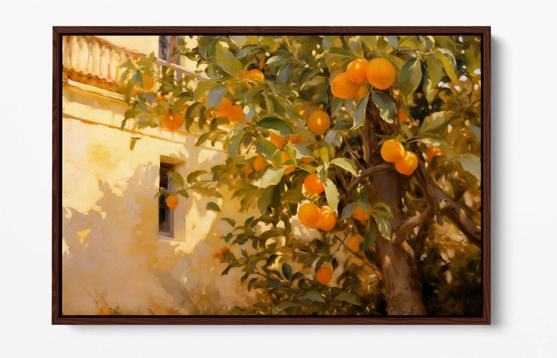 Impressionist Canvas Art – Orange Tree Artwork with Float Frame Canvas Print