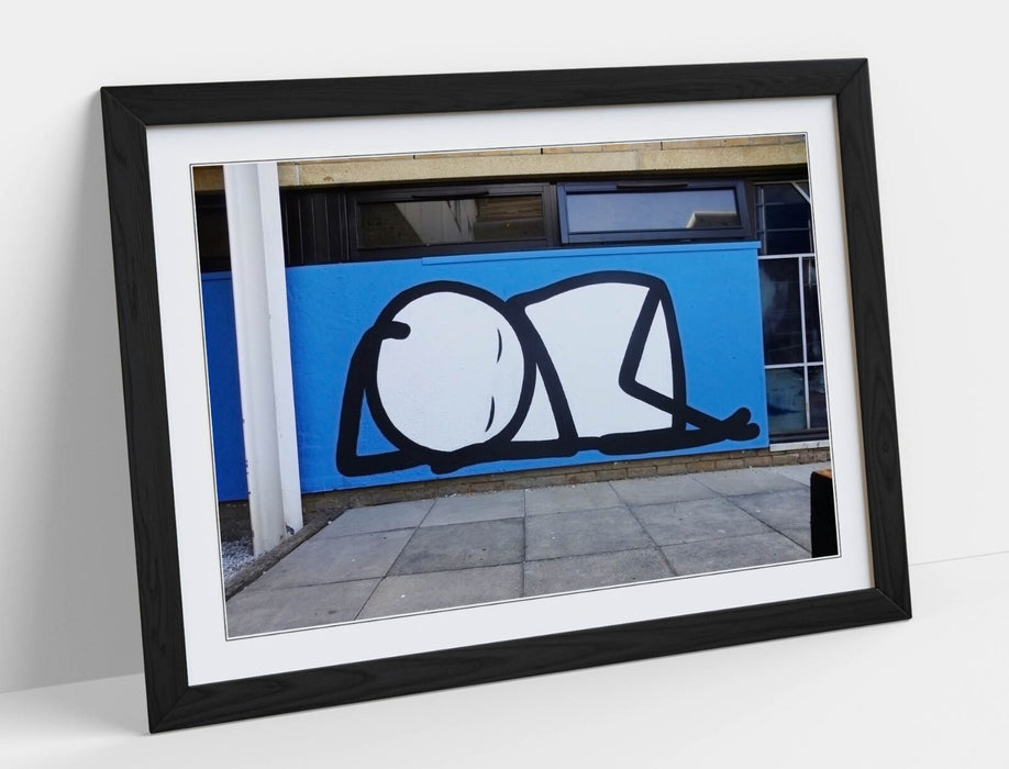 Framed Wall Art – Stik Sleeping Stick Man Poster | Urban Street Art Decor