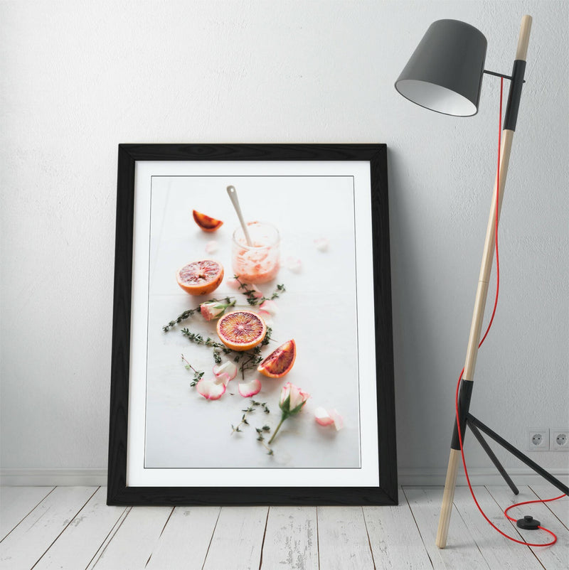 Blood Orange Poster - Fruit Drink Art | Kitchen Wall Decor Framed Print