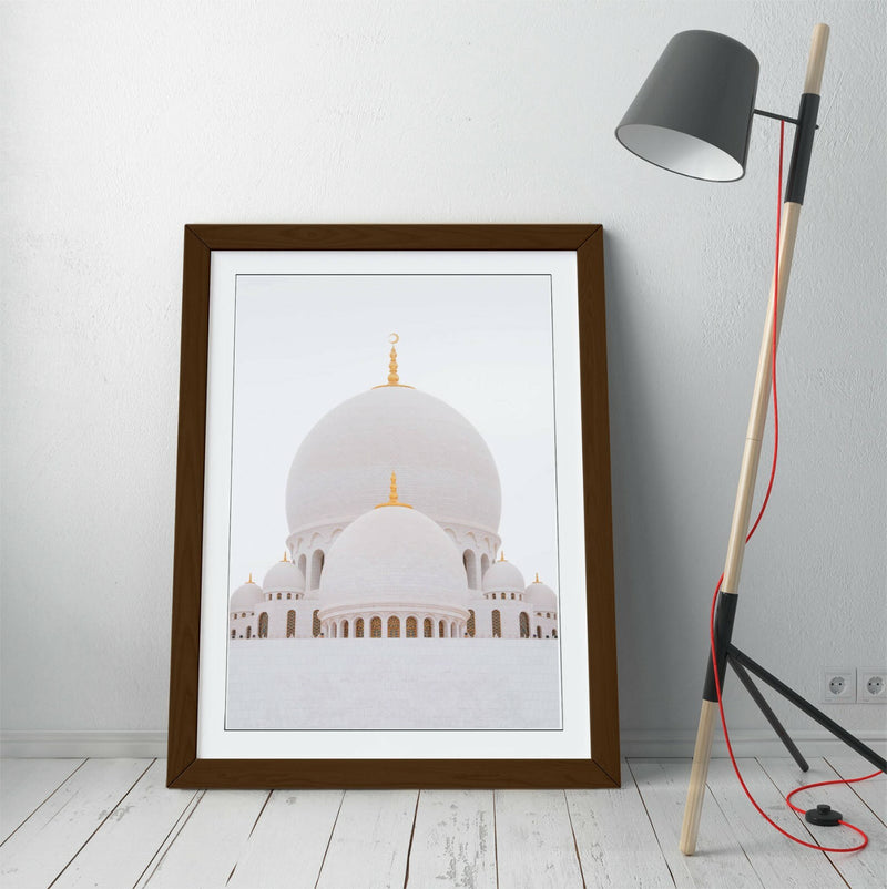 Grand Mosque Abu Dhabi Art – Framed Wall Art With Woodgrain Faux Frame