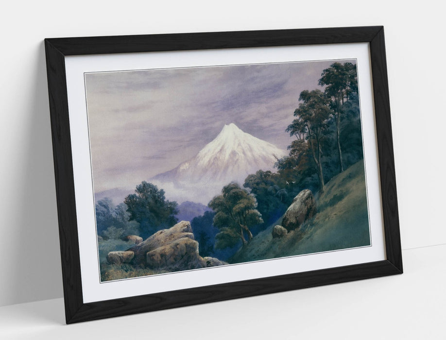 Framed Wall Art Poster - John Hoyte Painting Mt Egmont | Handmade UK Print