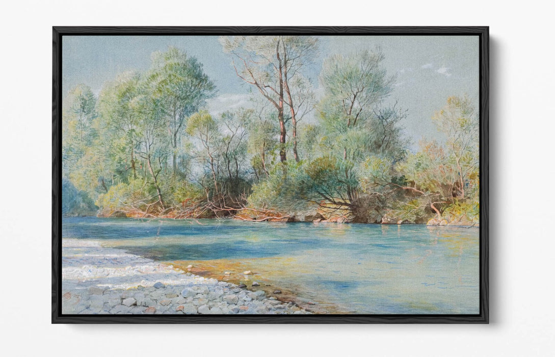 WILLIAM STANLEY HASELTINE, TRAUNSTEIN RIVER -FLOAT EFFECT CANVAS WALL ART PRINT