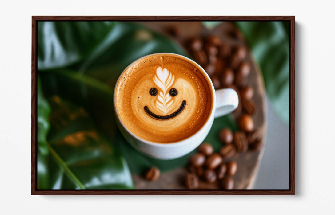 Smiley Face Canvas Art – Cute Coffee Home Decor | Float Effect Canvas Print
