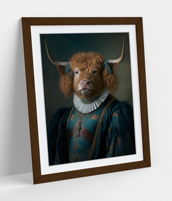 Highland Cow Wall Art – Framed 18th Century Portrait Print on Matte Paper