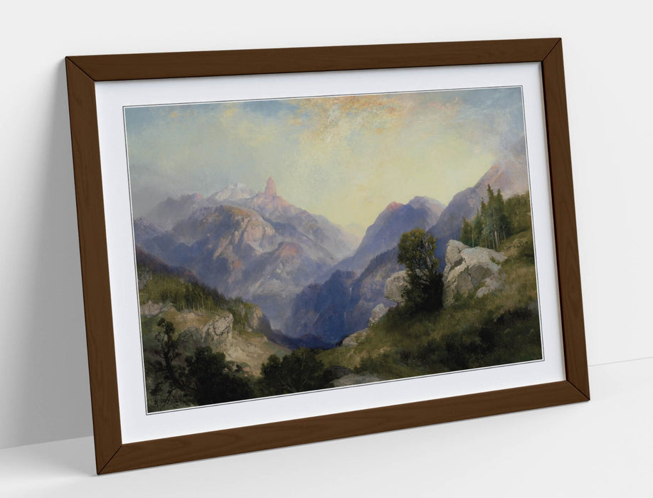Thomas Moran Wall Art - Framed Yellowstone Poster with Woodgrain Frame Finish