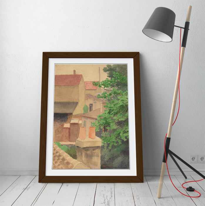 Framed Wall Art - Thomas Anshutz Rooftops Painting Print | Handmade UK Woodgrain Frame
