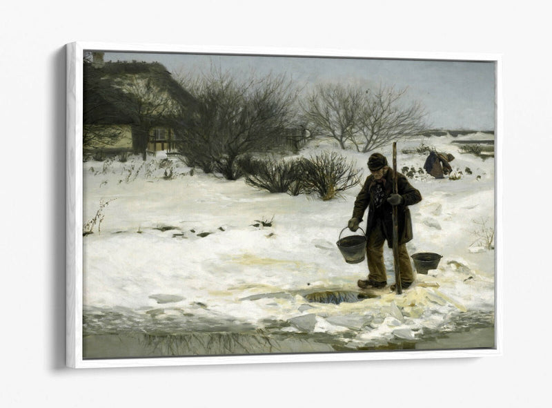 Canvas Wall Art - Snowy Landscape Print With Float Effect Premium Frame
