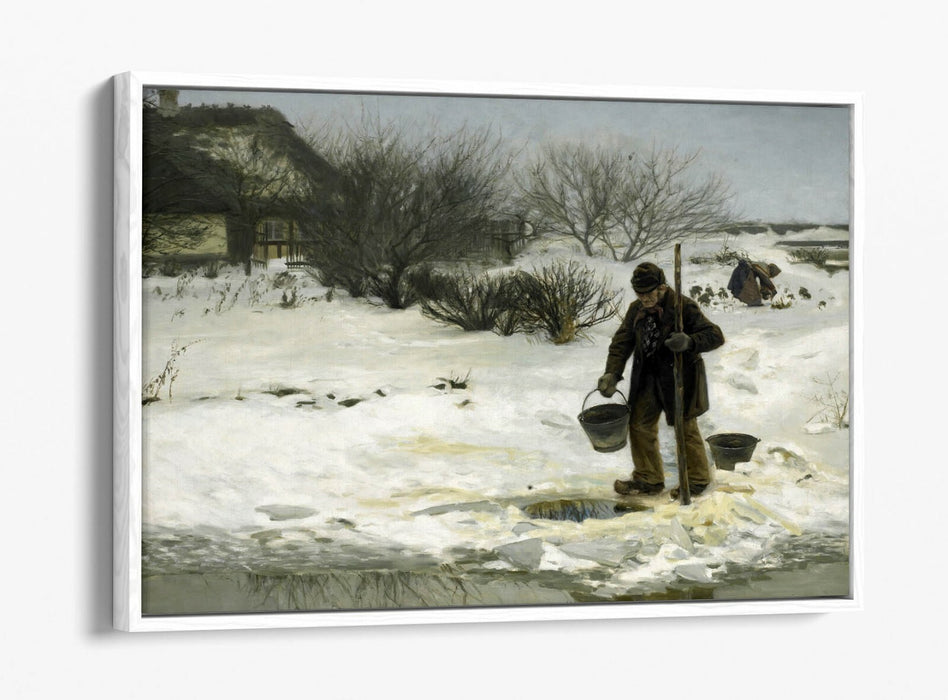 H.A BRENDEKILDE, SNOWY LANDSCAPE -FLOAT EFFECT CANVAS WALL ART PIC PRINT