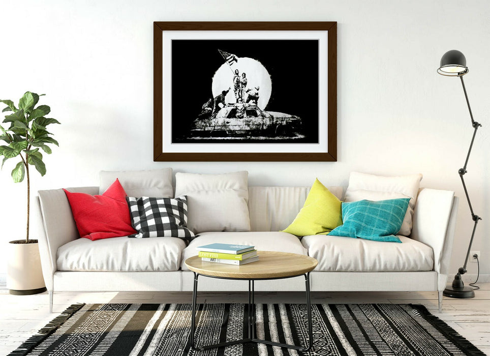 BANKSY FLAGS -ART FRAMED POSTER PICTURE PRINT ARTWORK- BLACK & WHITE
