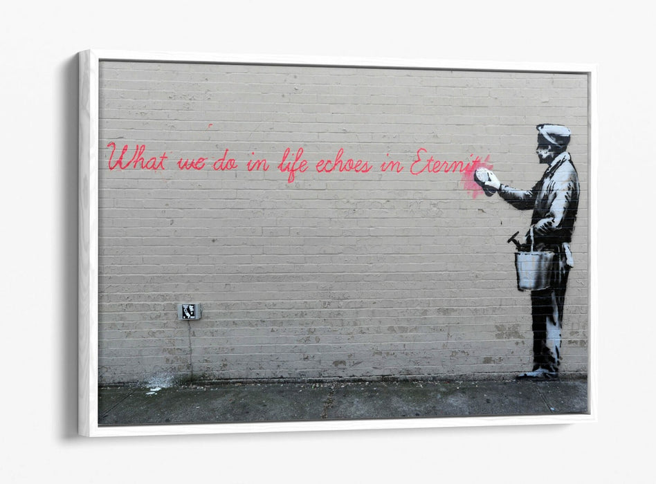 BANKSY WHAT WE DO IN LIFE -FLOAT EFFECT CANVAS WALL ART PIC PRINT- RED