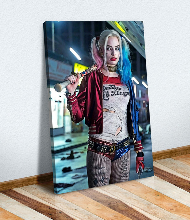 Harley Quinn Canvas Art – Suicide Squad Wall Print With Premium Varnish Finish
