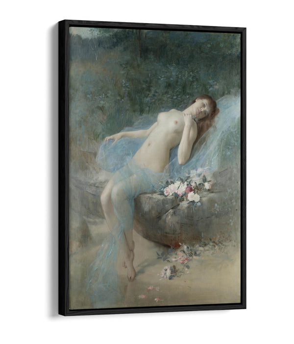 Canvas Wall Art Print - Reclining Nude Float Effect on Premium MDF Frame