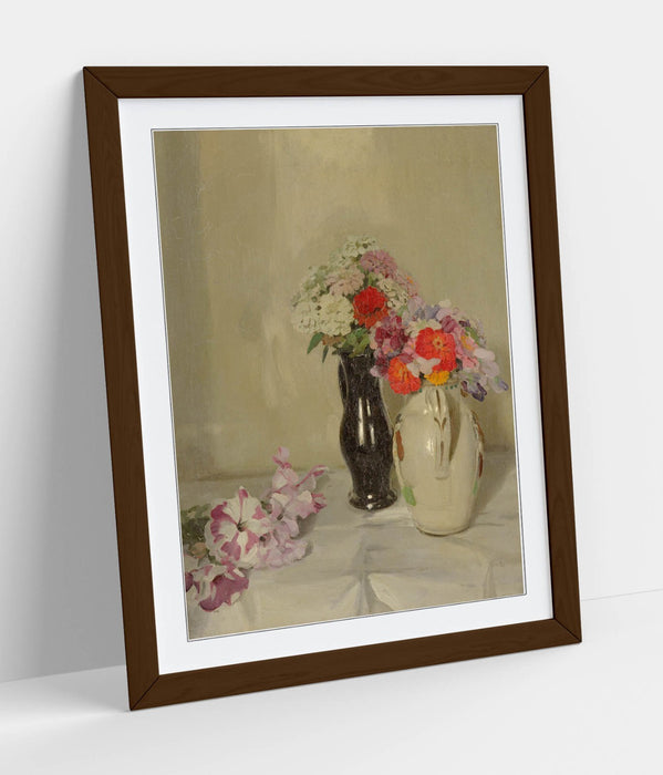 Framed Wall Art Featuring William Nicholson Zinnias - Handmade UK Print