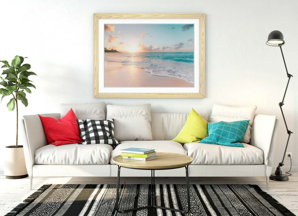 Framed Poster Art - Peaceful Beach Print | Handmade Wall Art Prints UK Made