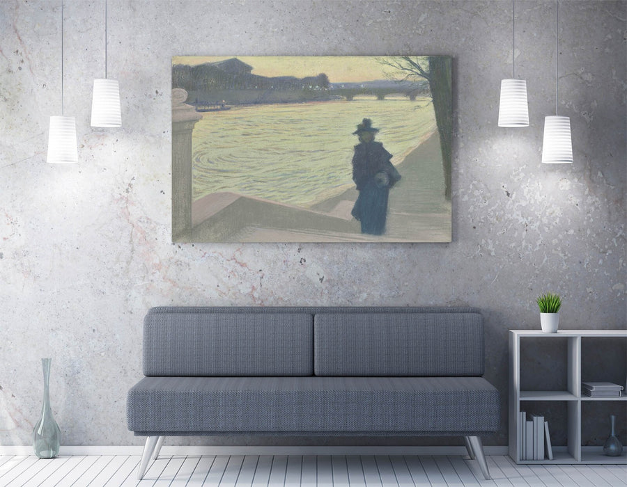 ARMAND POINT, QUAYS OF THE SEINE AT NIGHT -CANVAS WALL ARTWORK PICTURE PRINT