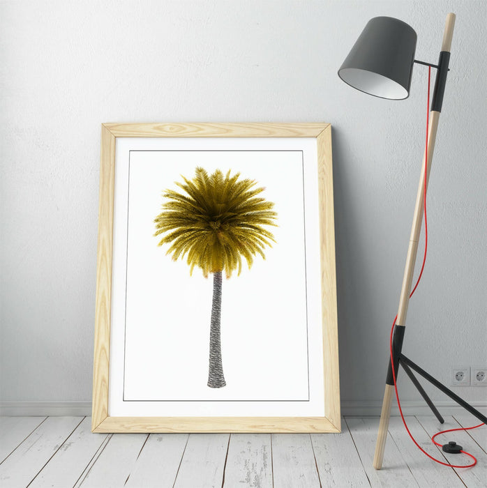 YELLOW PALM TREE -ART FRAMED POSTER PICTURE PRINT ARTWORK-