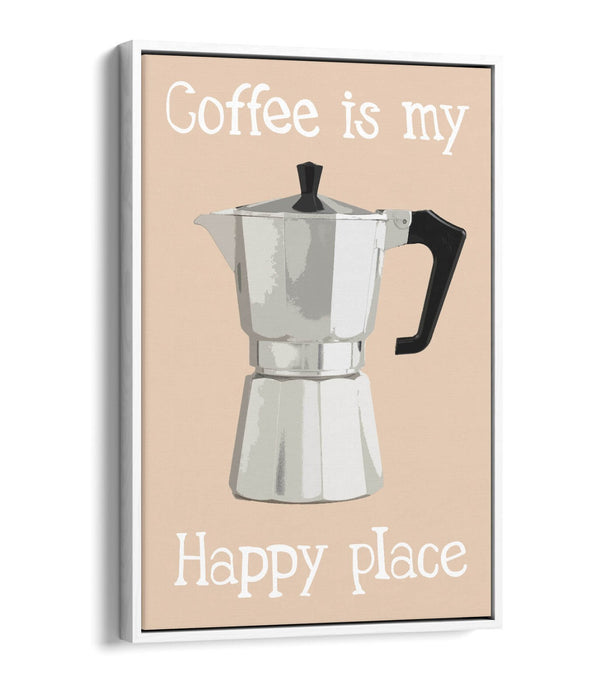 Moka Pot Coffee Poster – Handmade Kitchen Decor Print | Float Effect Canvas Wall Art