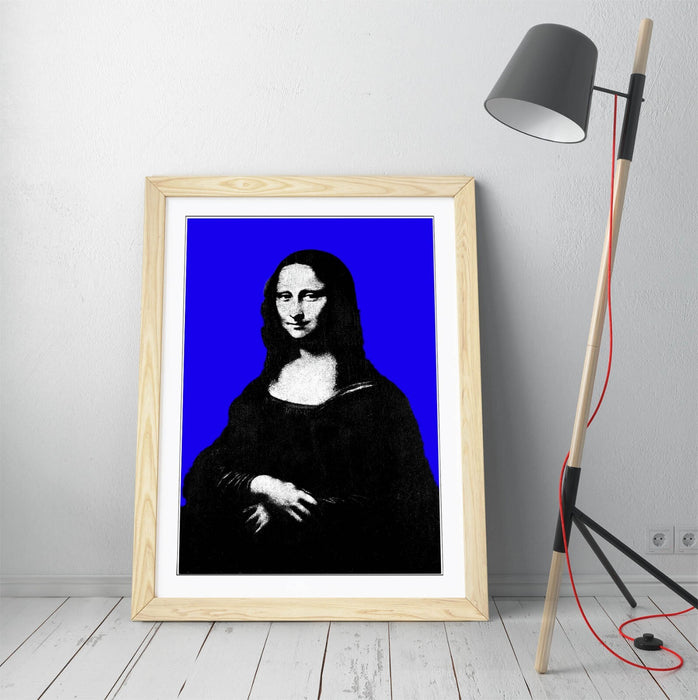 MONA LISA DA VINCI POP ART BLUE BACKGROUND -FRAMED WALL ART PICTURE PRINT