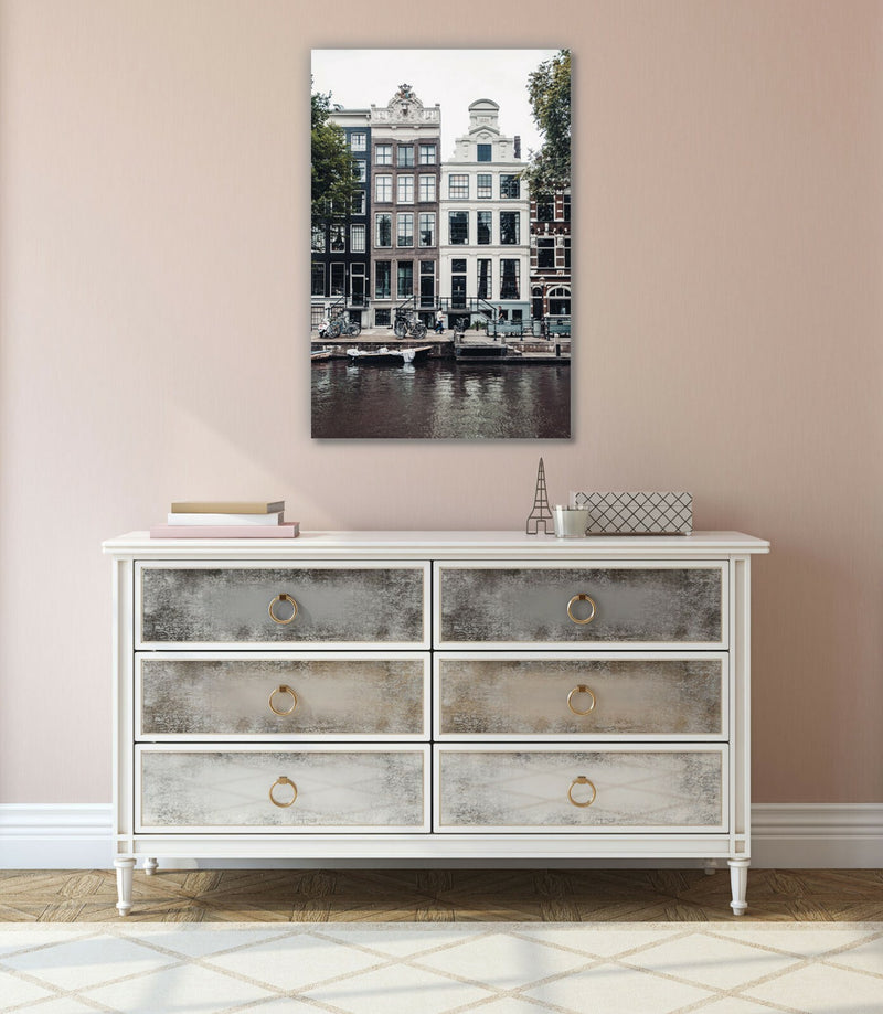 Canvas Wall Art – Amsterdam Street Scene Canal | Deep Frame Canvas Print