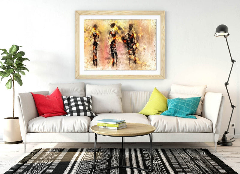 African Tribe Art - Framed Abstract Wall Decor With Tribal Silhouette Poster
