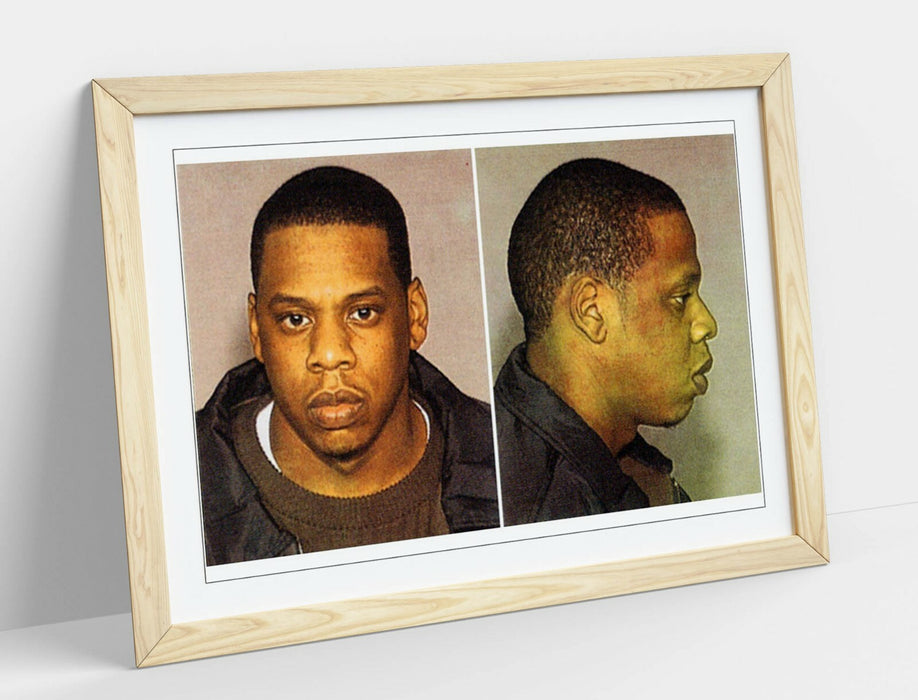 JAY Z MUGSHOT -ART FRAMED POSTER PICTURE PRINT ARTWORK- GREY BLACK