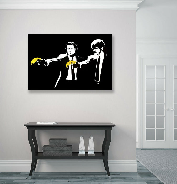 Banksy Style Canvas - Pulp Fiction Artwork | Premium Varnish Finish, Ready To Hang