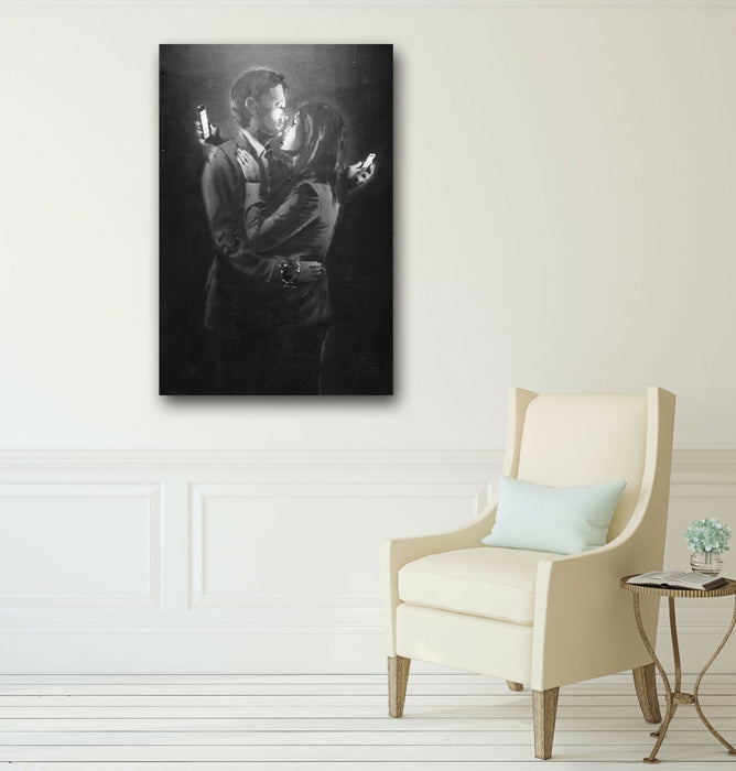 MOBILE LOVERS PORTRAIT -  CANVAS STREET WALL ART PRINT ARTWORK BANKSY STYLE