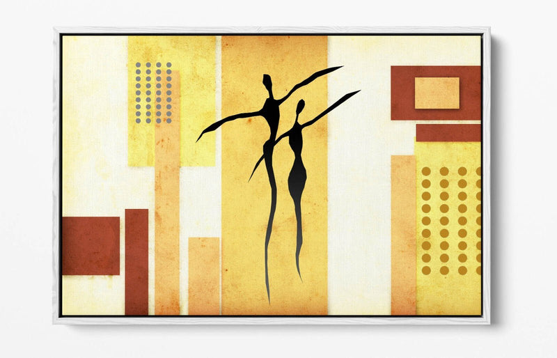 Float Effect Canvas Art - Beige Abstract Shapes Bedroom Wall Decor | Premium Varnish Finish