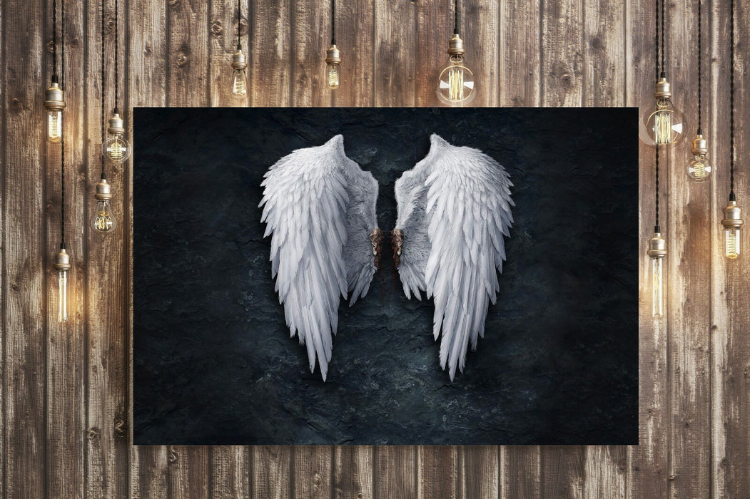 FALLEN BROKEN ANGEL WINGS BANKSY WHITE CANVAS STREET WALL ART PICTURE PRINT  XL