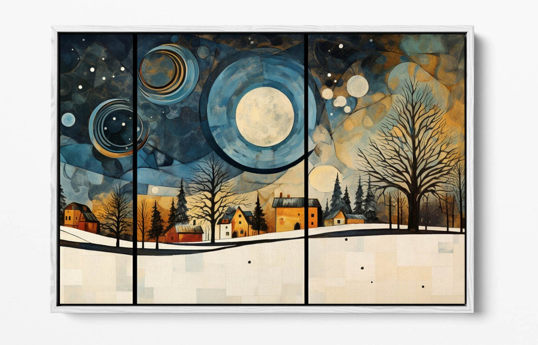 WINTER SNOWY LANDSCAPE KANDINSKY STYLE DECOR FLOAT EFFECT CANVAS ART PRINT
