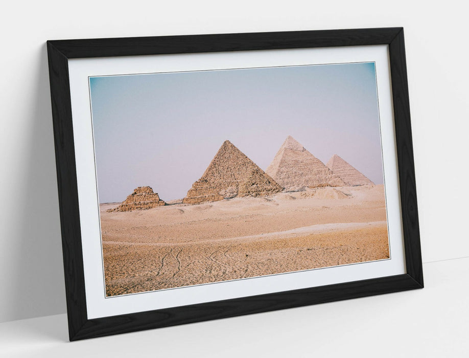 Pyramids Of Giza Art – Framed Photography Print With Natural Wood Frame