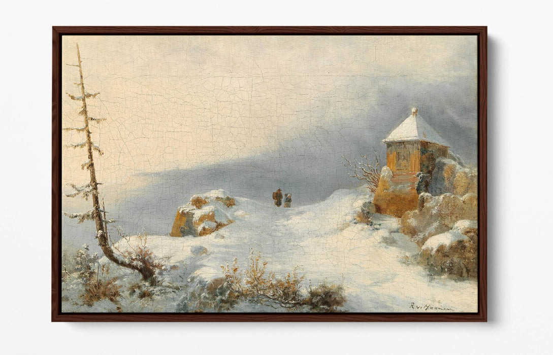 REMIGIUS ADRIANUS HAANEN, WINTER LANDSCAPE -FLOAT EFFECT CANVAS WALL ART PRINT