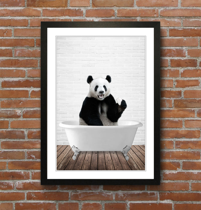 Panda Animal in Bath Bathtub CANVAS WALL ART PRINT ARTWORK PICTURE FRAMED POSTER