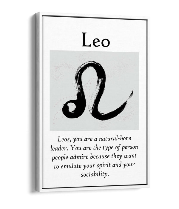 LEO STAR SIGN ZODIAC ASTROLOGY QUOTE -FLOAT EFFECT CANVAS WALL ART PRINT