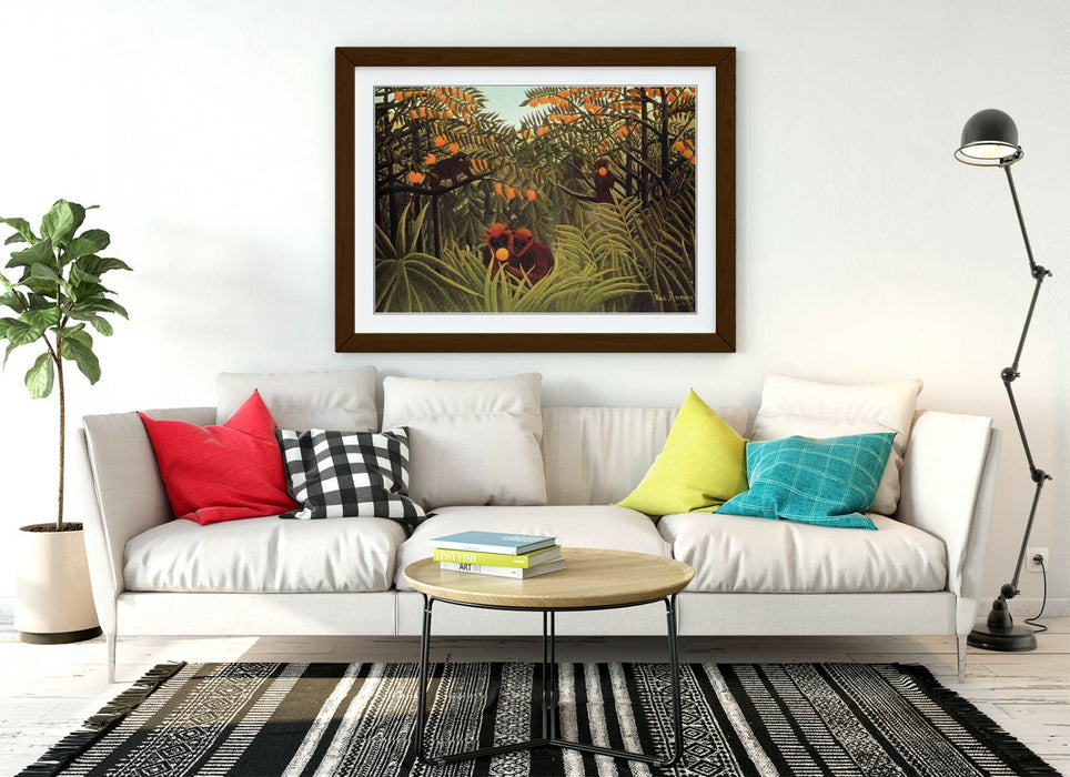Framed Art Poster – Apes In Orange Grove Print | Handmade Wall Art Print