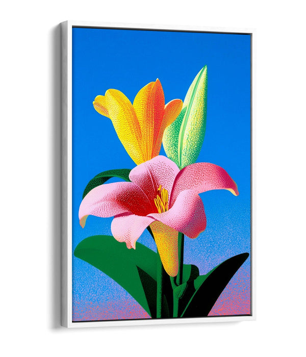 Colourful Lily Canvas Art - Handmade Floral Wall Art With Float Effect Frame