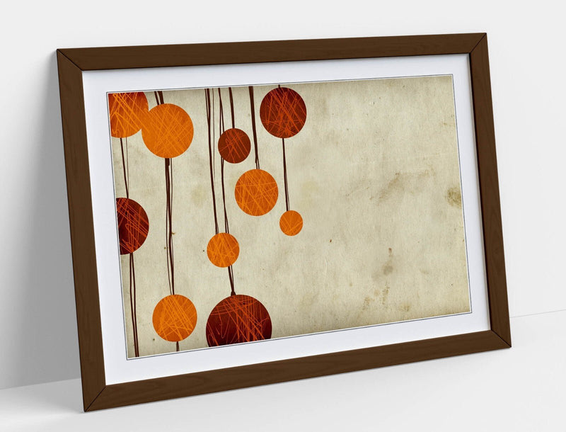 Framed Abstract Poster - Red Orange Artwork | Handmade UK Bedroom Print