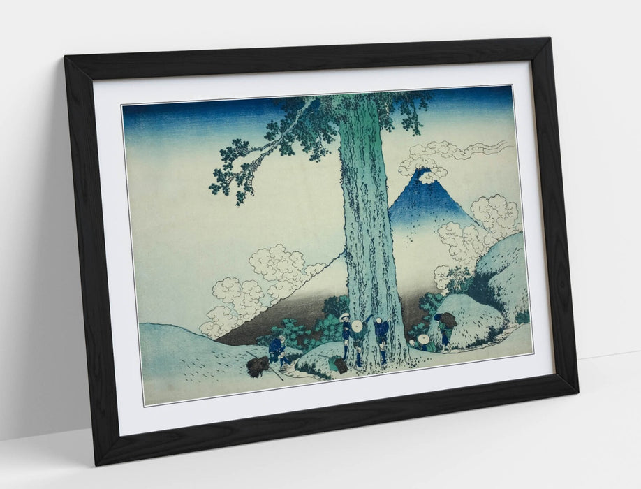 Framed Art Poster - Katsushika Hokusai Mishima Pass Artwork | Matte Finish, Woodgrain Frame