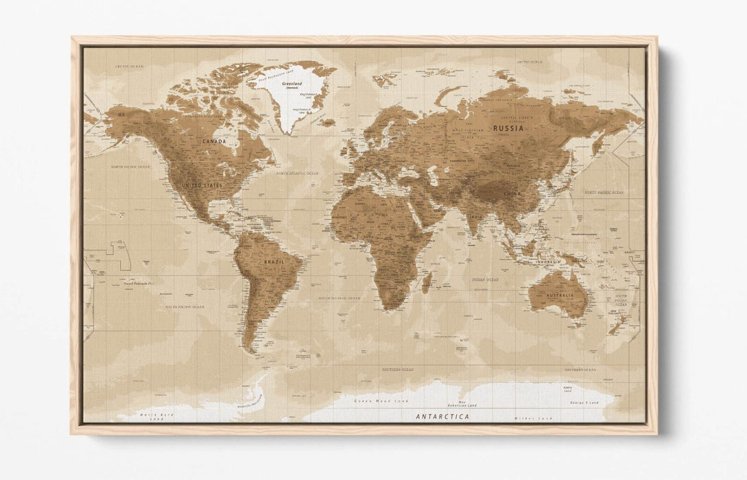 Vintage World Map Canvas – Handmade Canvas Art With Premium Varnish Finish