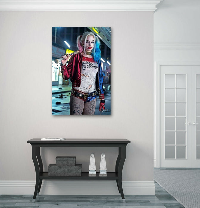 Harley Quinn Canvas Art – Suicide Squad Wall Print With Premium Varnish Finish