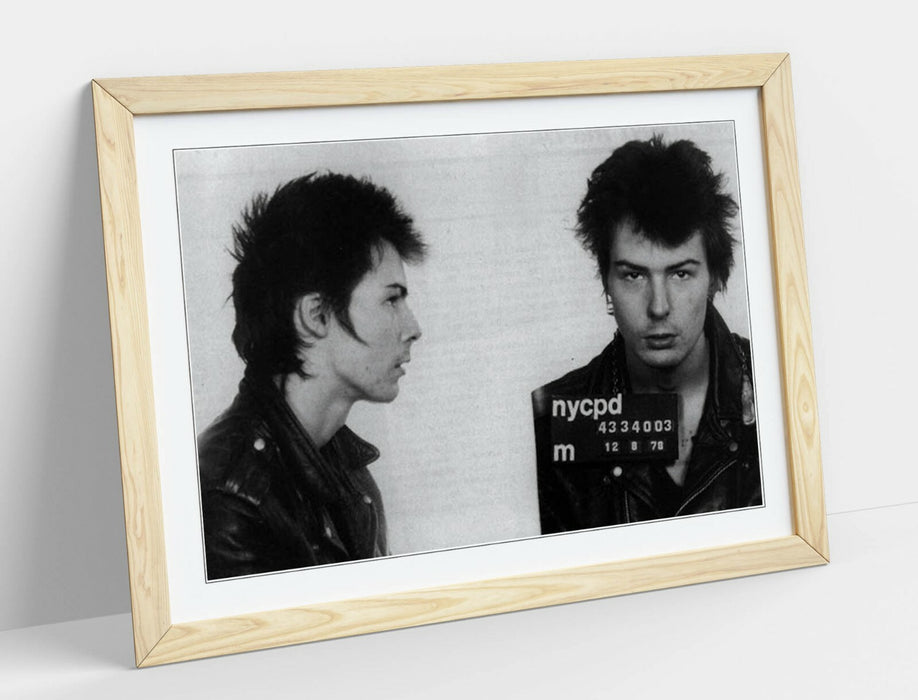 SID VICIOUS MUGSHOT 1 -ART FRAMED POSTER PICTURE PRINT ARTWORK- BLACK & WHITE