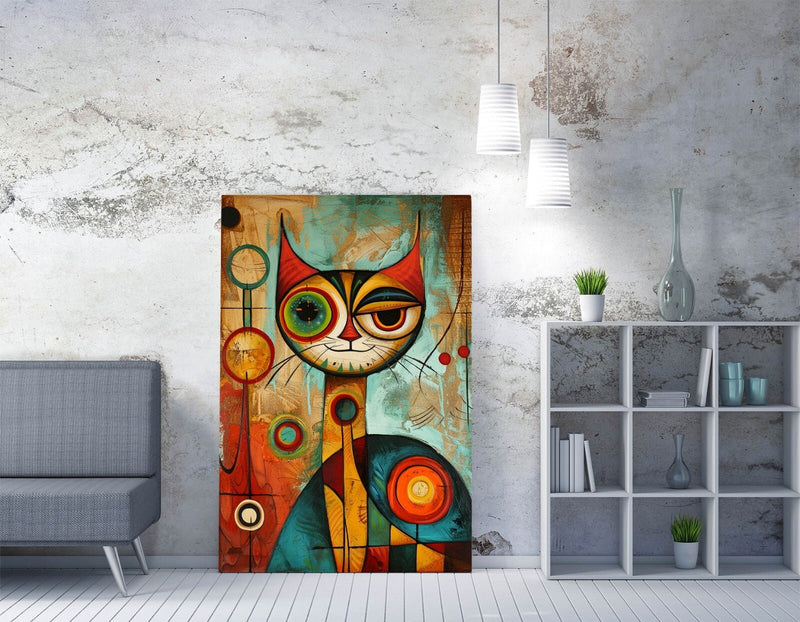 Cool Cat Canvas Art - Abstract Wall Art | Contemporary Home Decor Print