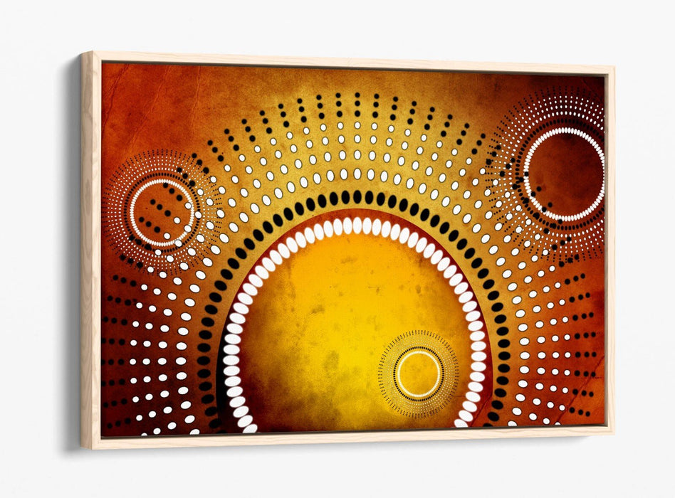 Canvas Wall Art - Yellow Sun Abstract Shapes with Float Frame, Handmade UK Art