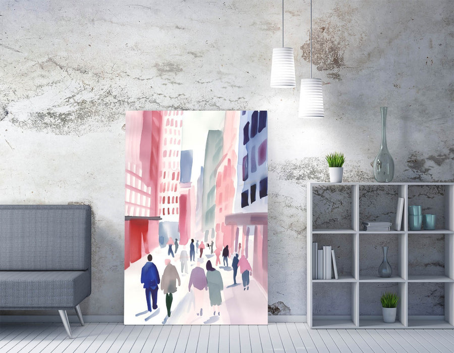 Canvas Wall Art - Minimalist Cityscape People Print | Handmade Home Decor