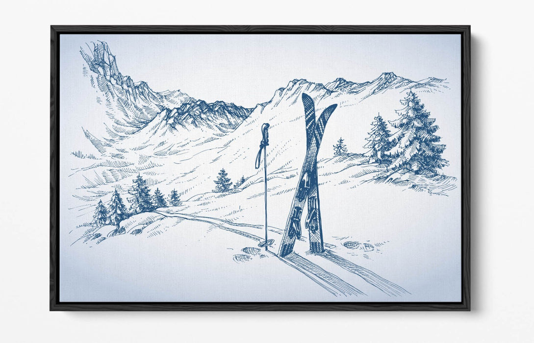 Canvas Wall Art – Winter Snow Ski Landscape | Float Effect Canvas Print